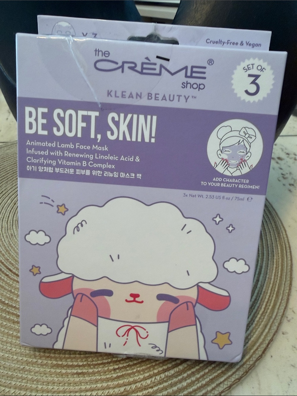 The Crème Shop Be Soft, Skin! Animated Lamb Face Mask - Sealed Box Set of 3